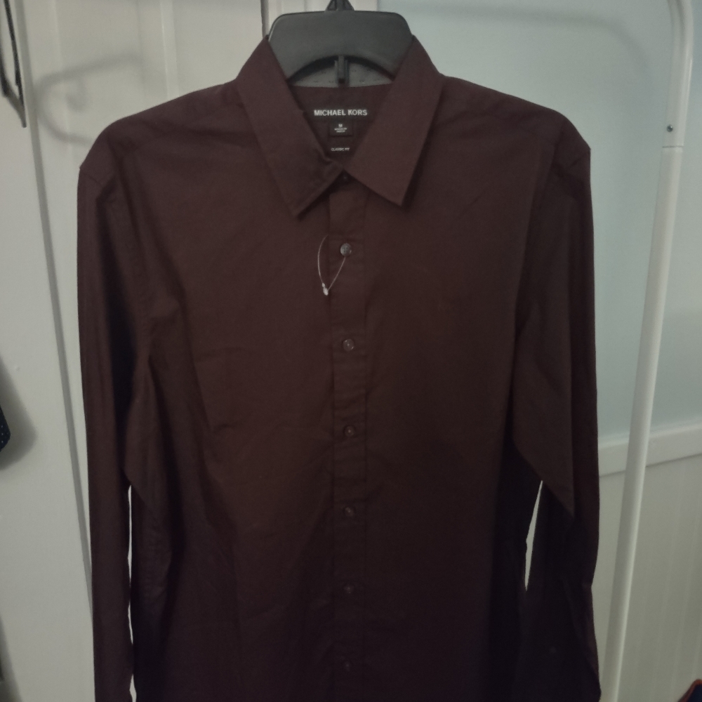 Micheal kors size medium men's red maroon button up brand new with tag